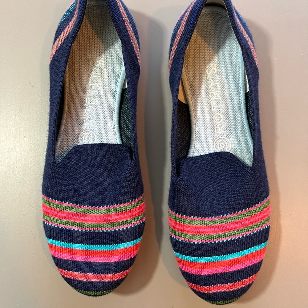 Rothy's Blue and Pink Striped Flats